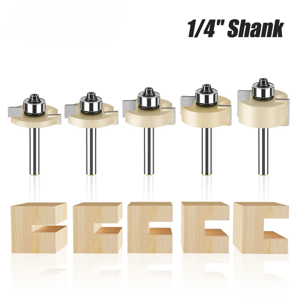 6mm 1/4in Shank T-Slot Router Bit T Type Slotting Cutter with Bearing Rabbeting Milling Cutter Woodworking Tools