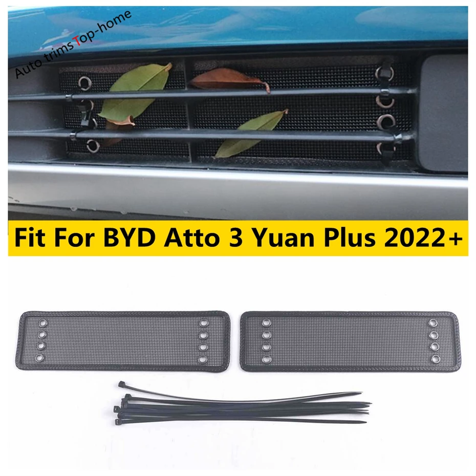 Front Grill Insect Screening Metal Mesh Net Cover Water Tank Engine Protector For BYD Atto 3 Yuan Plus 2022 - 2024 Accessories