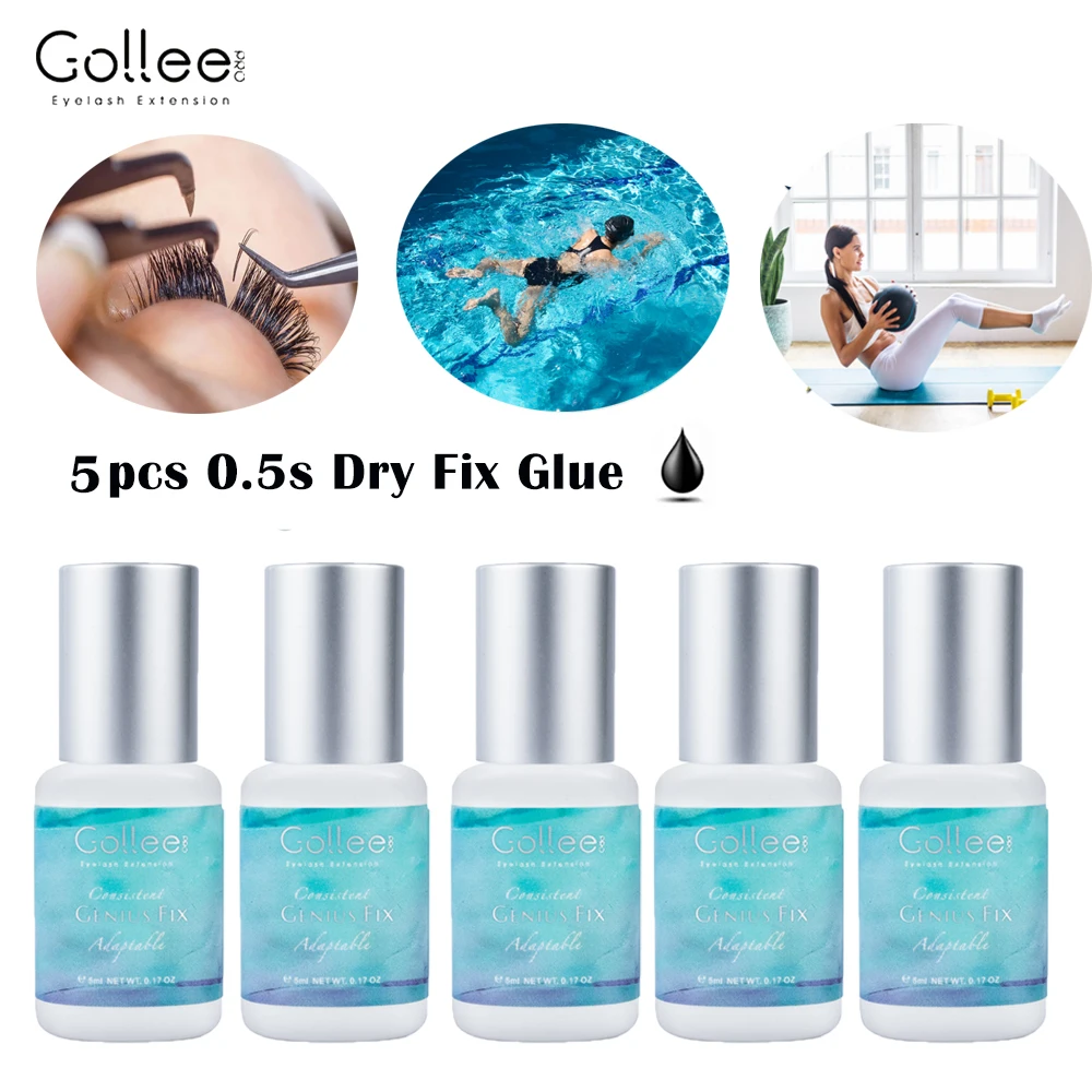 

Gollee 5PCS All-Weather Eyelash Extension Glue Fitness Swimming Waterproof Professional Eyelash Glue Golle Adhesive Eyelashes