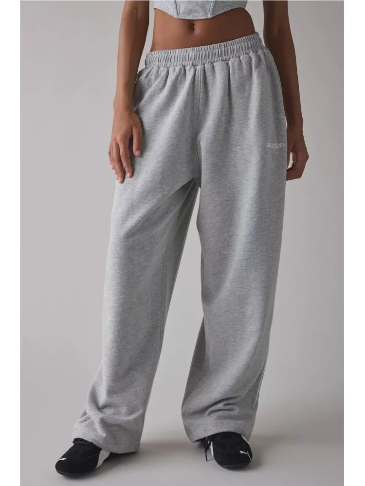Spring Autumn New Pink Embroidered Casual Pants For Women Loose And Comfortable Straight Elastic Waist Trousers 2026