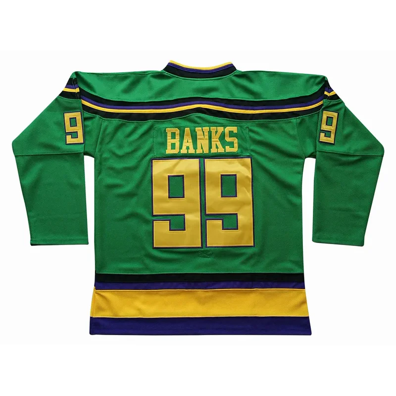 Charlie Conway Mighty Ducks Jersey 96 męski film hokej na lodzie 99 Adam Banks Jersey sweter sportowy szyte litery liczby S-XXXL