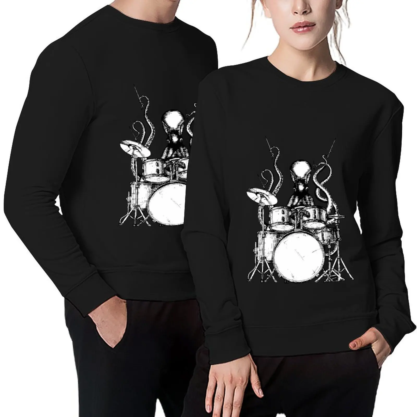 

Octopus plays drums black / white version Pullover men clothes men's coat mens clothing sweatshirt men