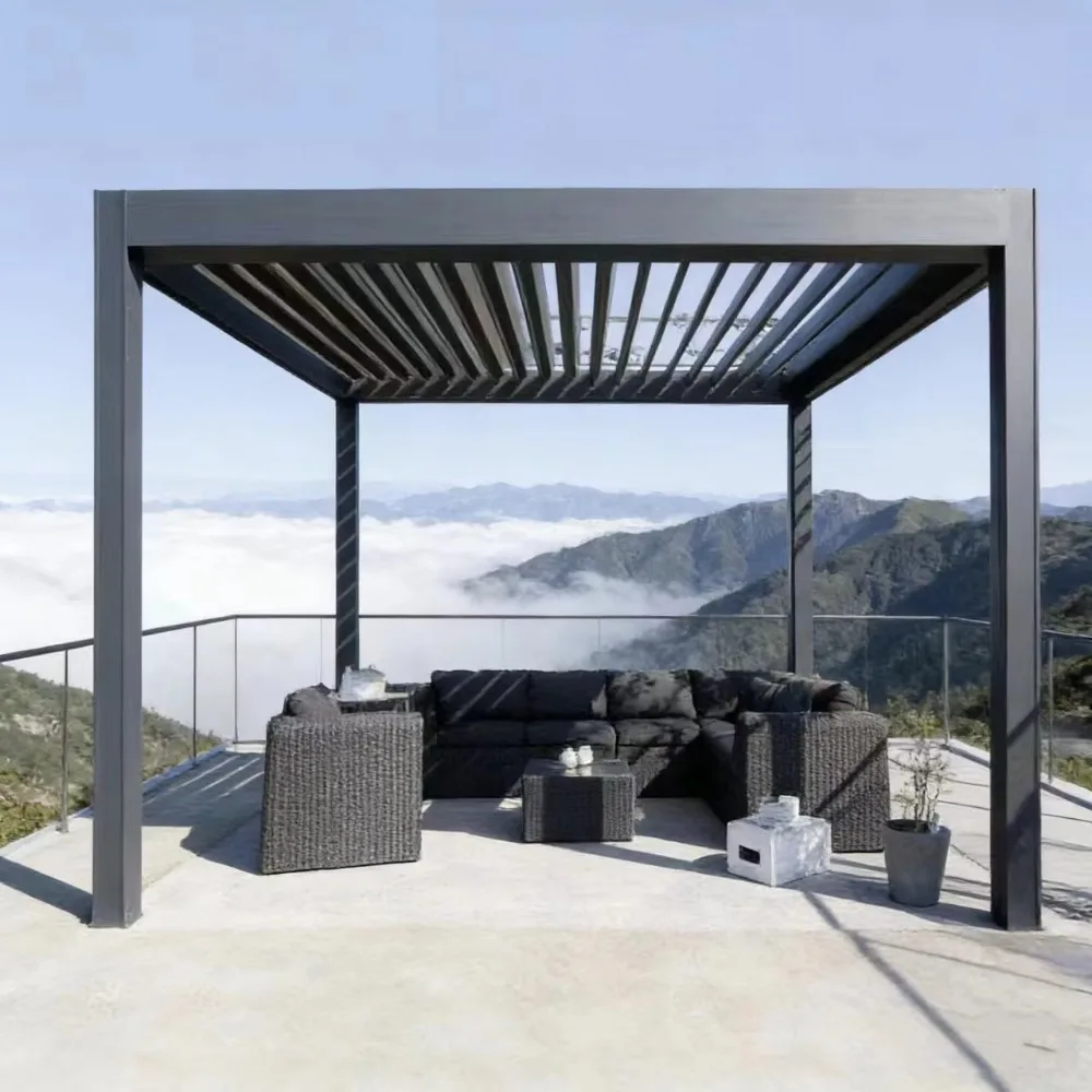 Aluminum Beach Gazebo with LED Lights Waterproof Windproof UV Resistant Durable Outdoor Patio Shelter for Beach