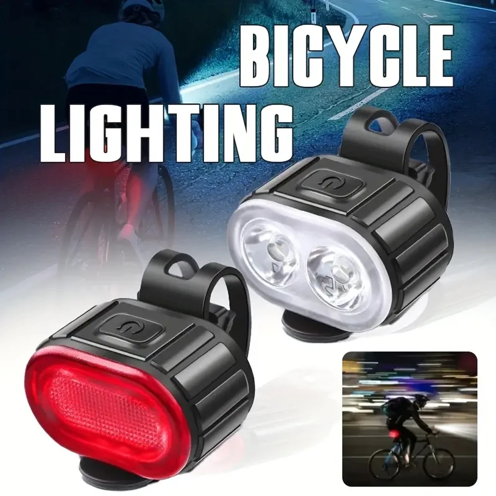Bicycle Front and Rear Light Set USB Rechargeable LED Bike Lights Multi-Functional Bike Headlight and Tail Light