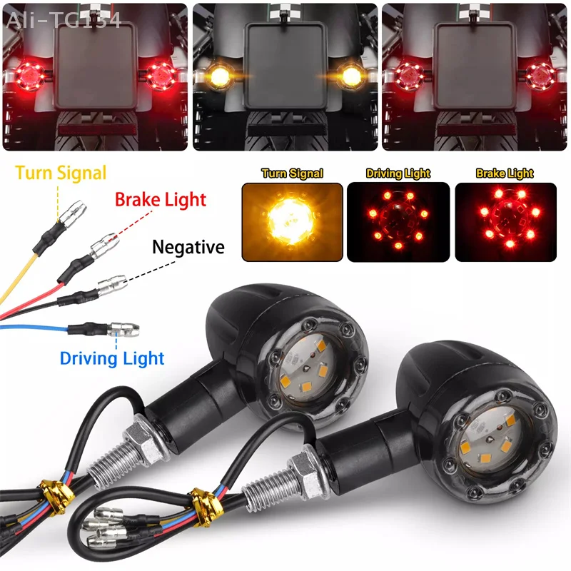 4 قطعة دراجة نارية رصاصة الفرامل تشغيل بدوره إشارة الذيل ضوء دراجة نارية LED أضواء المؤشر الخلفي الذيل ضوء قطع غيار الدراجات النارية