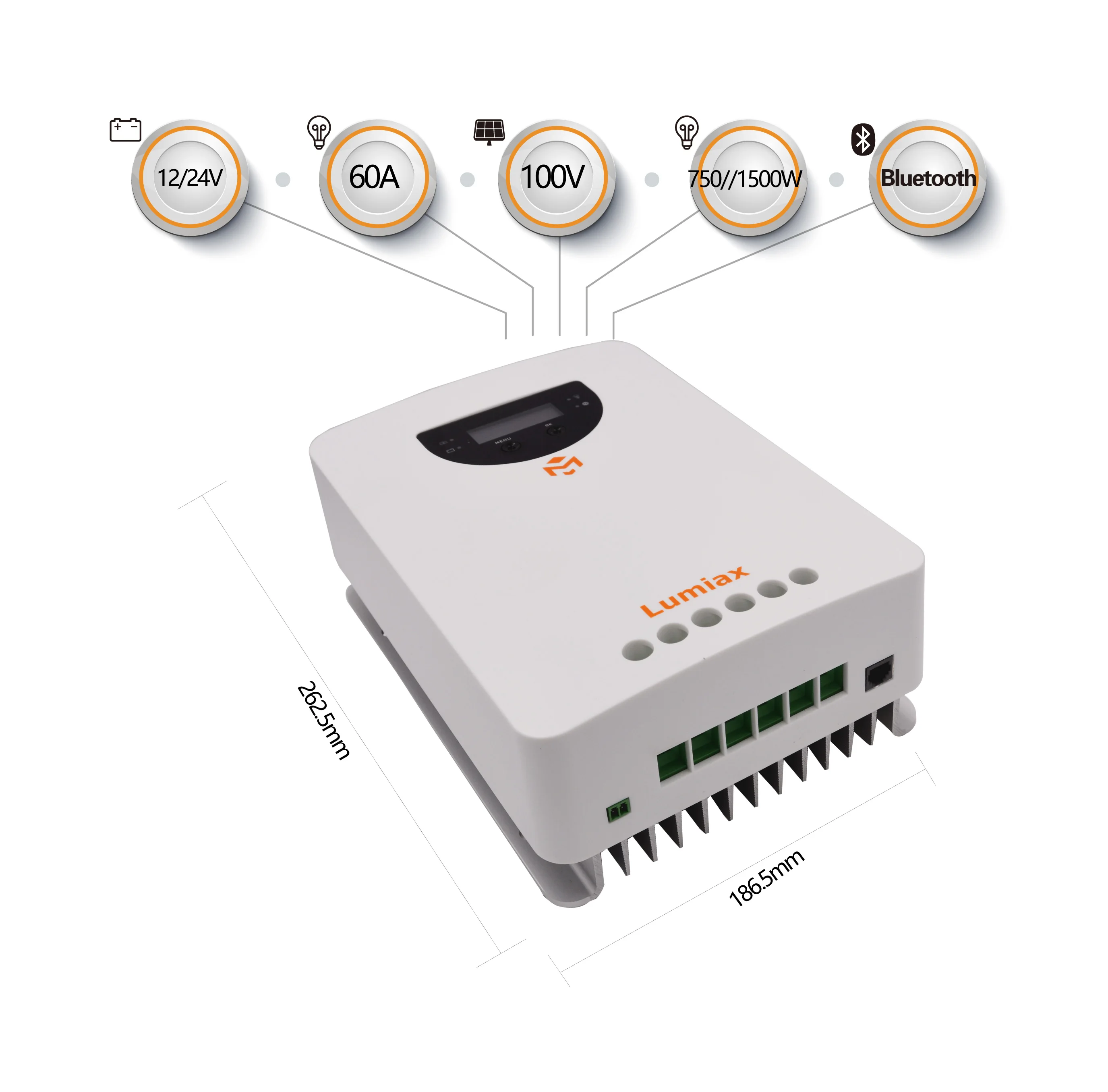 Lumiax 60a 12V 24V 36V 48V mppt solar charge controller for off grid system