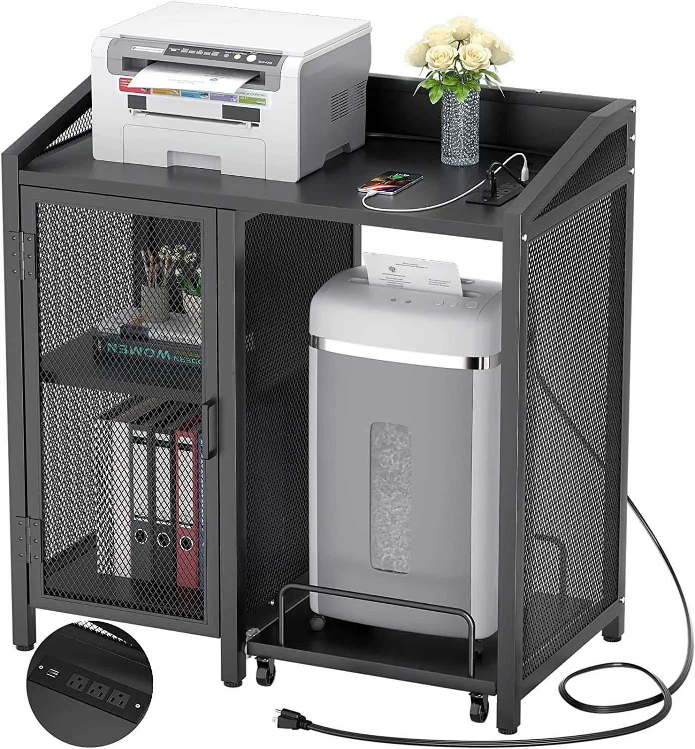 

Storage Storage File Cabinet Plug Charging Port Printer Stand Storage Cabinet