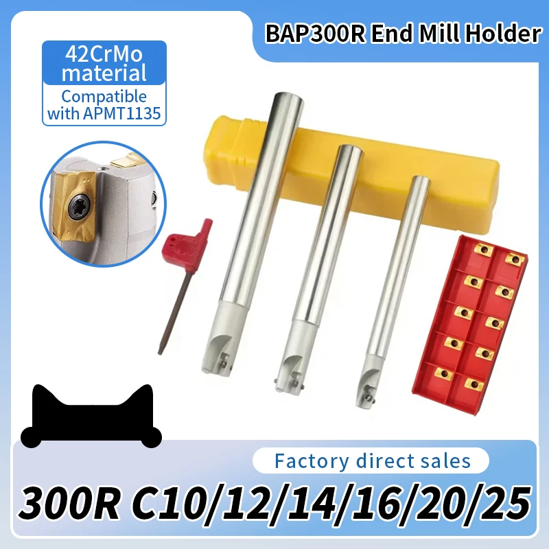 BAP300R CNC Milling Tool Holder Milling Cutter Rod C10 C12 C14C15C16C19C20 for Rough Machining Carbide Inserts APMT1135 APKT1135
