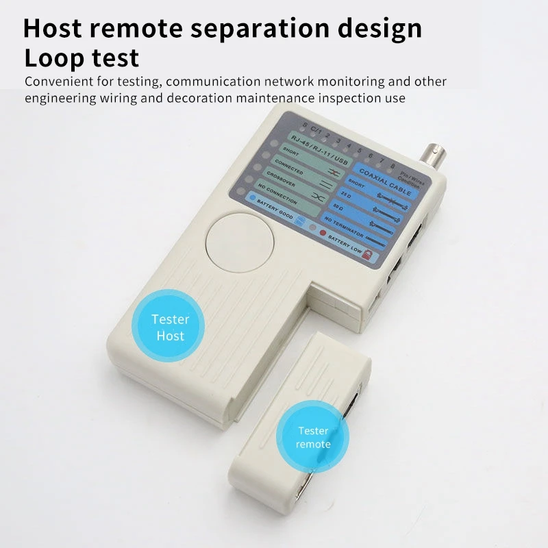 A75Q-RJ11 RJ45 USB BNC LAN Network Cable Tester Remote LAN Cables Tracker Detector 4 In 1 Fast Tester Tool