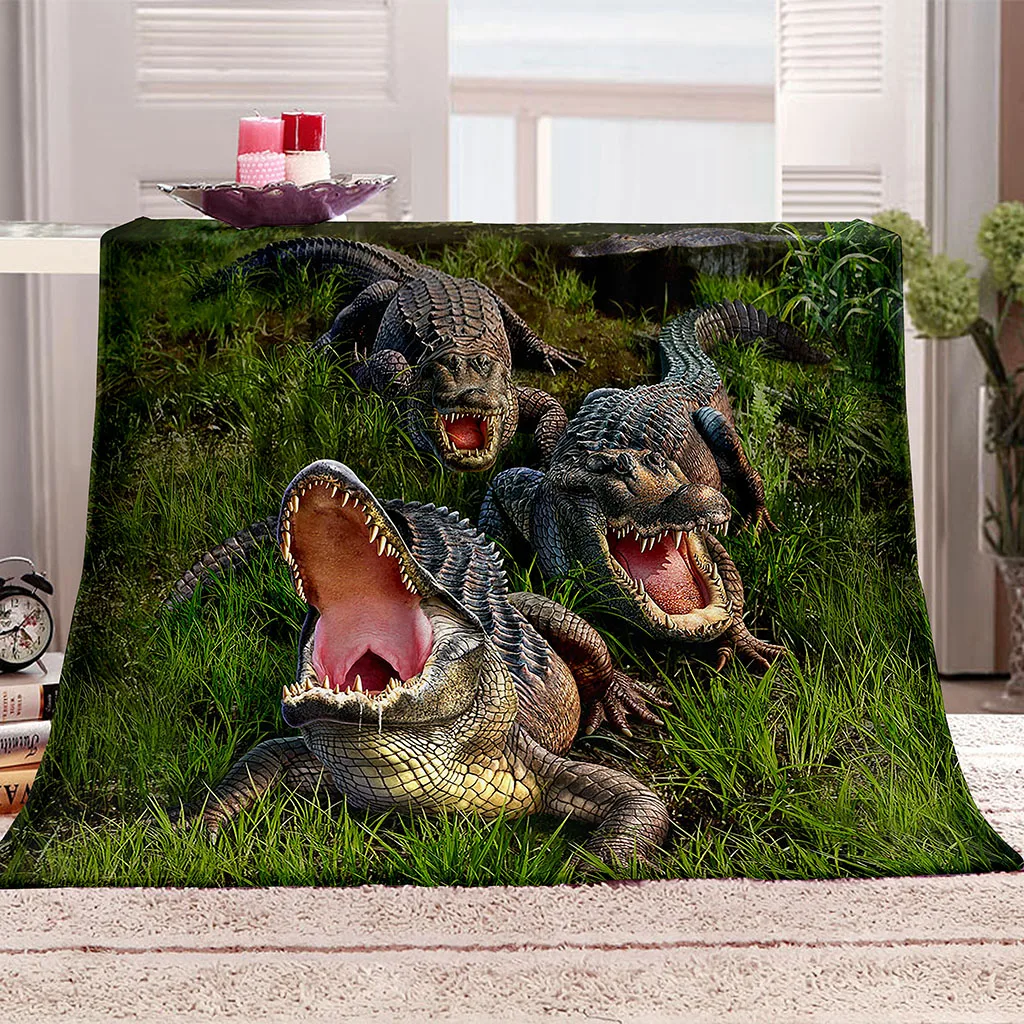 HUANZHUANG Printing Crocodiles In The Grass Your Pictures Custom Soft Comfortable Blanket Home Decorate Sofa Blanket Camping Pl