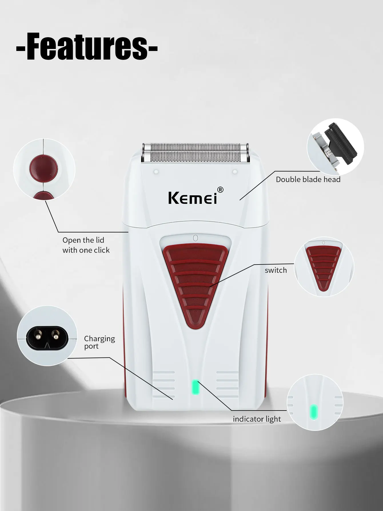 Kemei Haarschneidemaschine Elektrischer Rasierer Haarschneider Professionelle Schneidemaschine KM-3382 KM-2296 VT-667 Haarschneider für Männer – Detail 19
