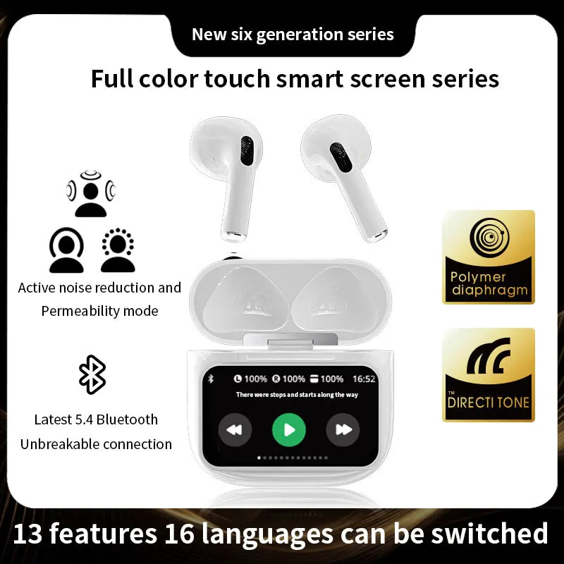 

Bluetooth Earphone Touch Screen Multiple Functions Noise Reduction HiFi Tone Quality Charging Fast Listen Music Control Photo