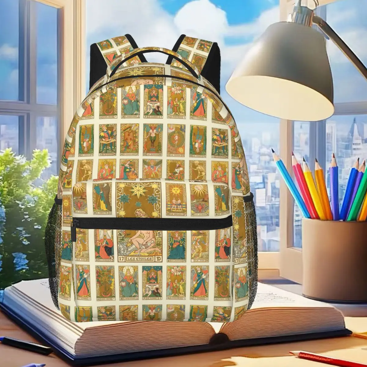

Wirth, De Guaita, Tarot Deck. The Stars. Student Backpack School Bag Hiking Travel Daypack for Boys Girls Bookbag Shoulder Bags