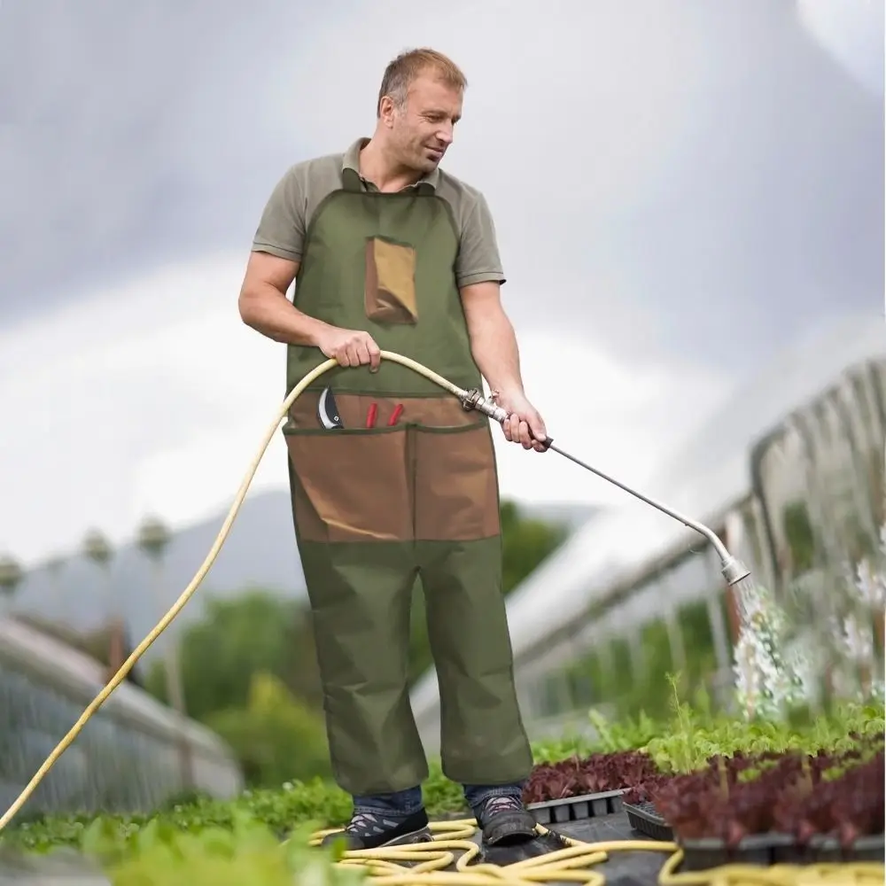 

Oxford Cloth Gardening Legging Apron Adjustable Strap Large Pockets Woodworking Apron Wear-resistant Extended Garden Work Suit