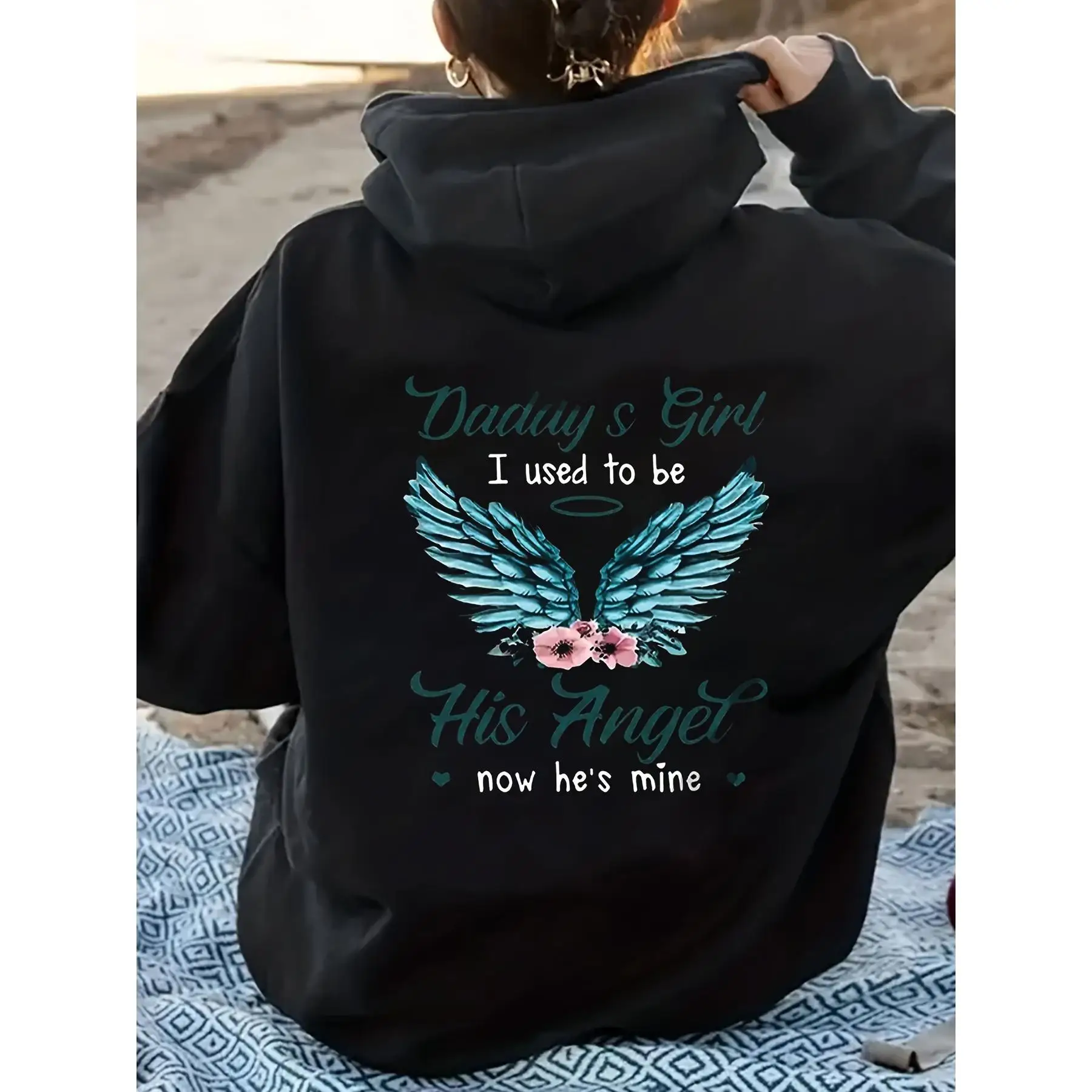 

Daddy's Girl His Angel Memorial Hoodie, In Memory of Dad, Sympathy Gift for Daughter, Angel Wings Remembrance Sweatshirt.