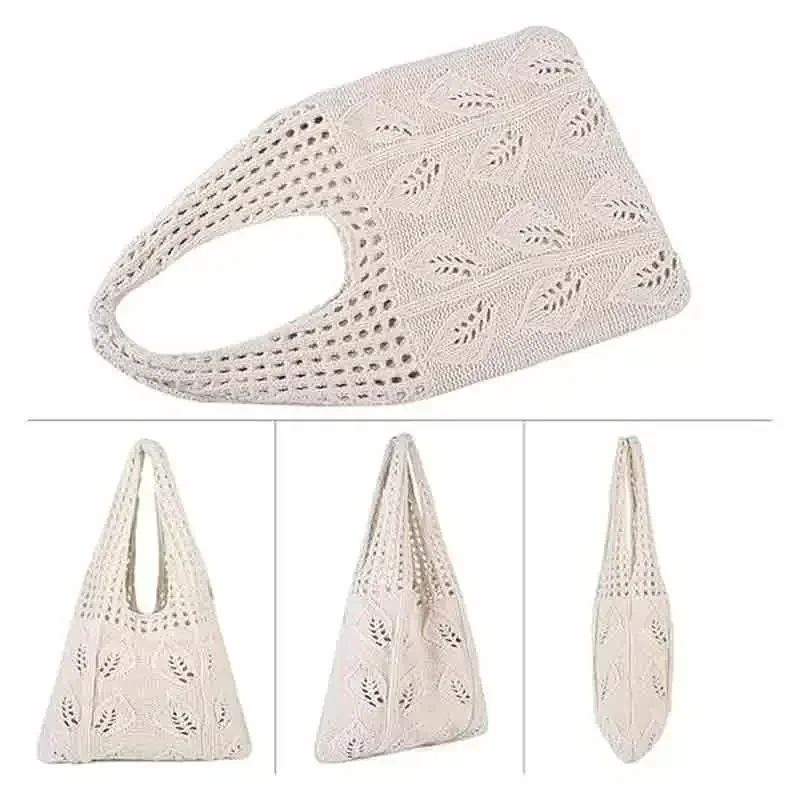 PLDXZ-01 Casual Crochet Bags for Women Summer Beach Tote Bag