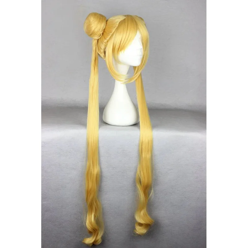 

2025 22 Цукино Усаги 120 см длинные золотые термостойкие синтетические волосы для косплея + шапочка для парика
