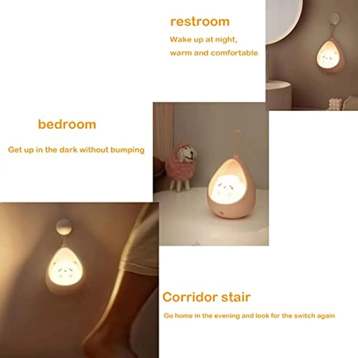 Creative Cute Rabbit Night Light Human Body Induction Intelligent Light Portable Personalized Hanging Light