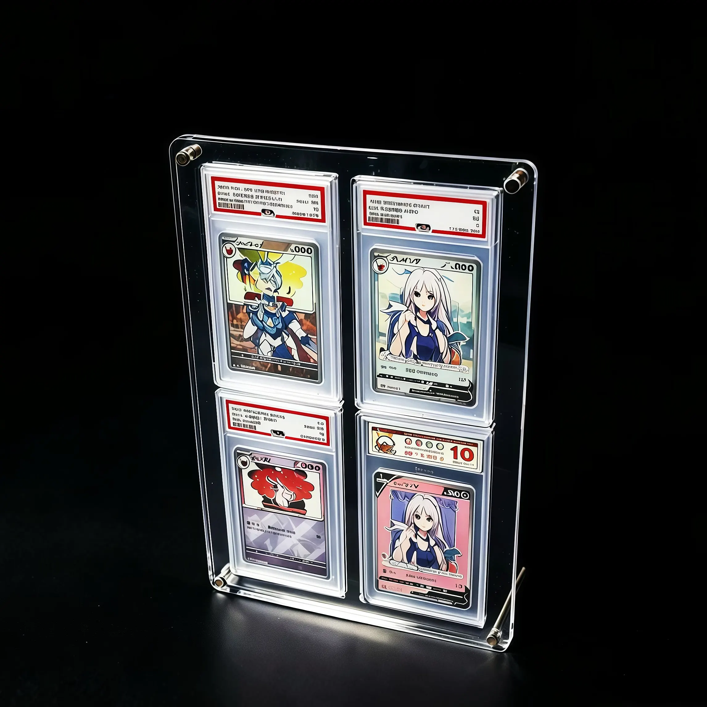 graded pokemon card stand 3D Printable Slab Shrine  Display for Cards by MysticMesh3D This holder is compatible with PSA graded cards 4-Slot Acrylic Rating Trading Card