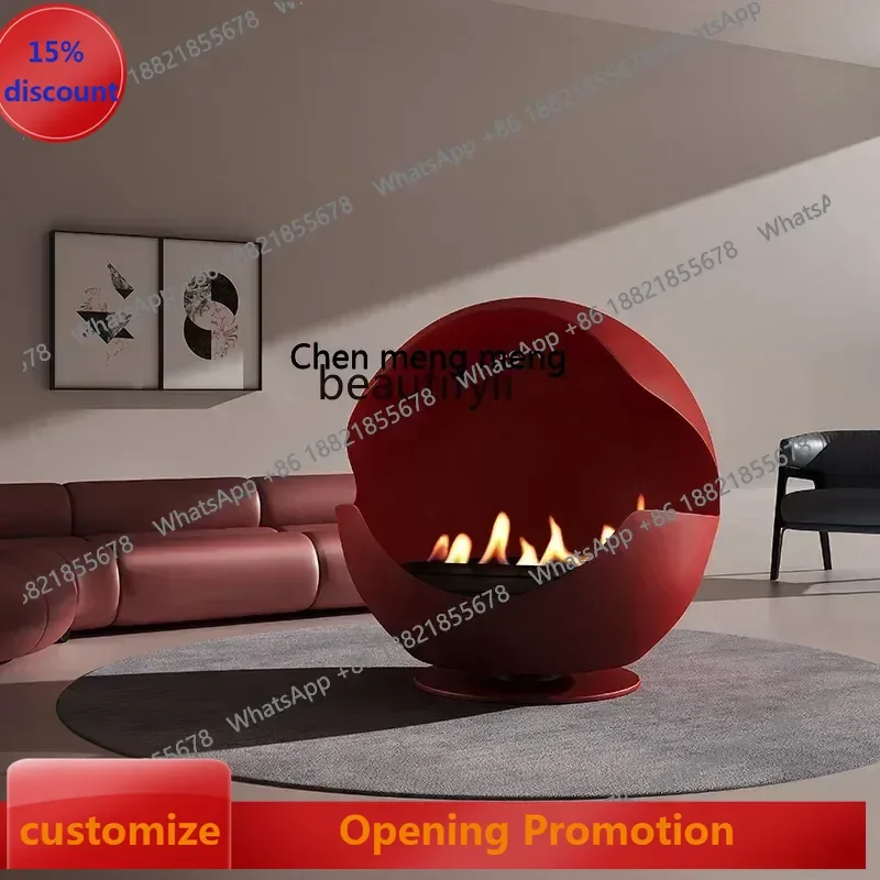 

High-end custom fireplace design cream wind fireplace real fire indoor round fireplace