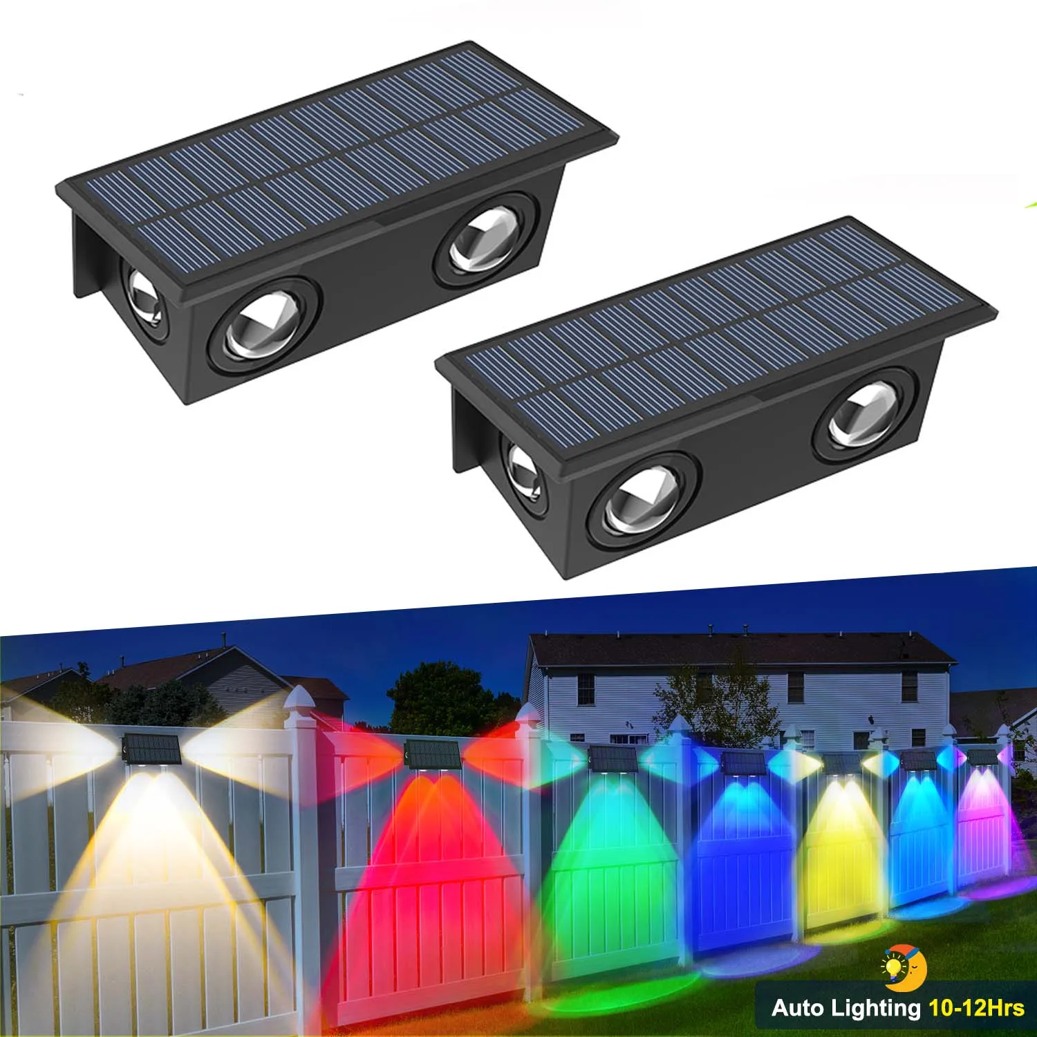 

4pcs Solar Fence Lamp RGB Outdoor Garden Stair Decoration Wall Light 7 Color Charging Balcony Pathway Step Solar Light for Yard