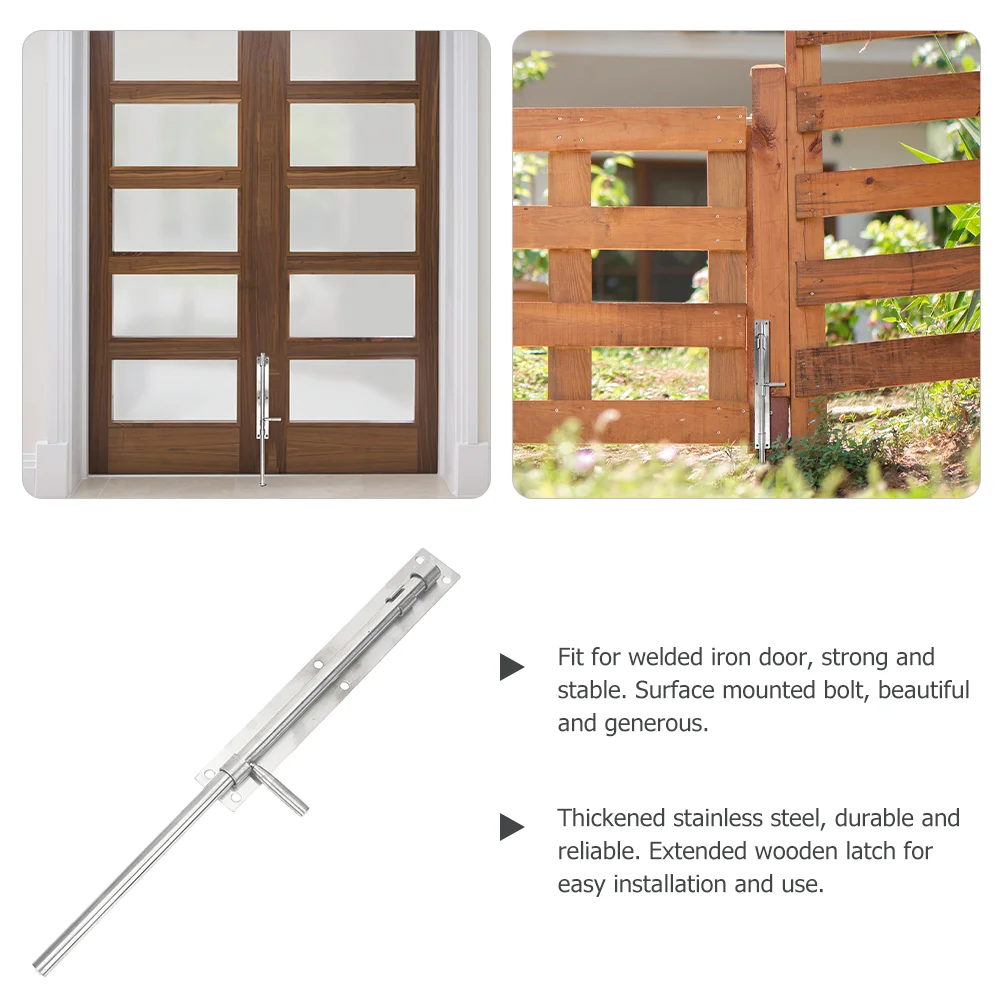 Thickened Stainless Steel Floor Latch Door Extended Wooden Welded Iron Surface Slide Bolt Gate Shed Hardware Mounted