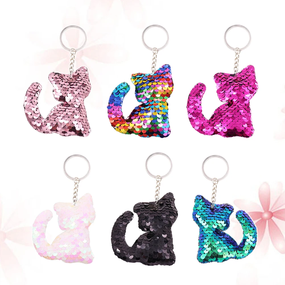 

24pcs Sequin Cat Keychain Cute Key Ring Durable Decoration for Bag Car Keys Party Favors Birthday Christmas Gift