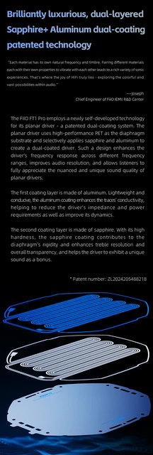 FiiO FT1 Pro Cuffie Hi-Fi Open-Back - Unit&agrave; Piatta 95mm, Diaframma 1&mu;m, Per Casa/Studio, Nero