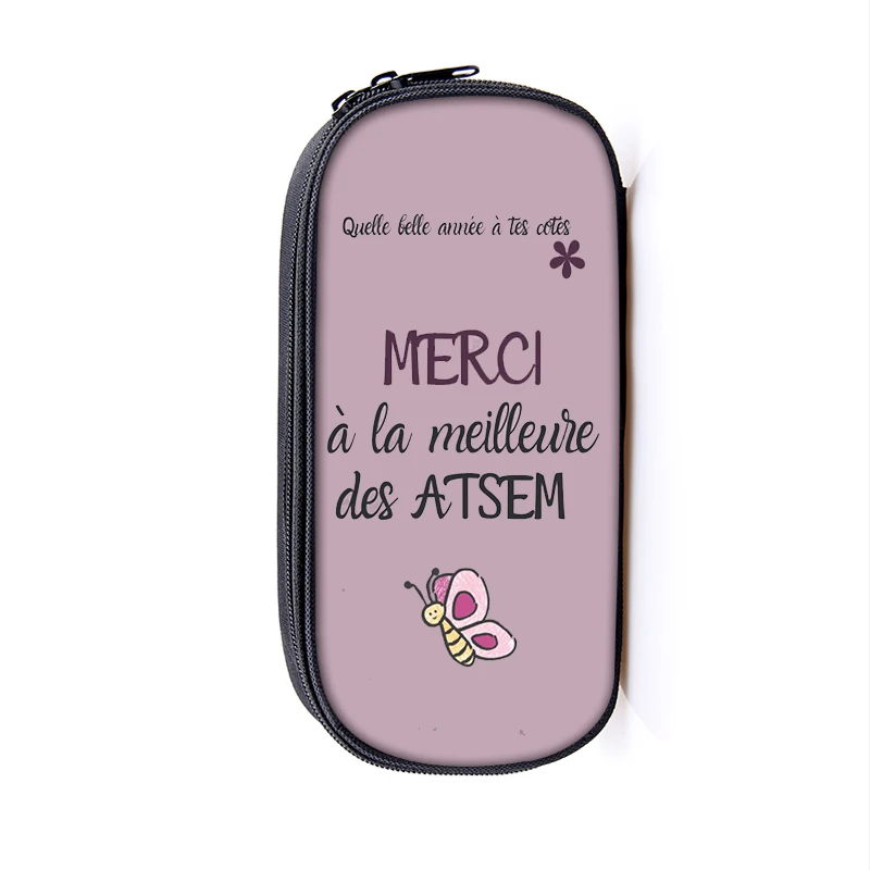 Super Atsem Merci Maitresse Pencil Bag Ladies Cosmetic Bags Teenagers Pencil Case School Supplies Teacher\'s Day Graduation Gift