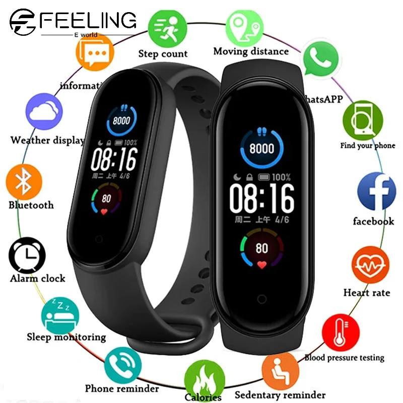 M5 Smart Watch Color Screen Step Counting Multi Sport Mode Message Reminder Photography Music Remote Control Smart Band