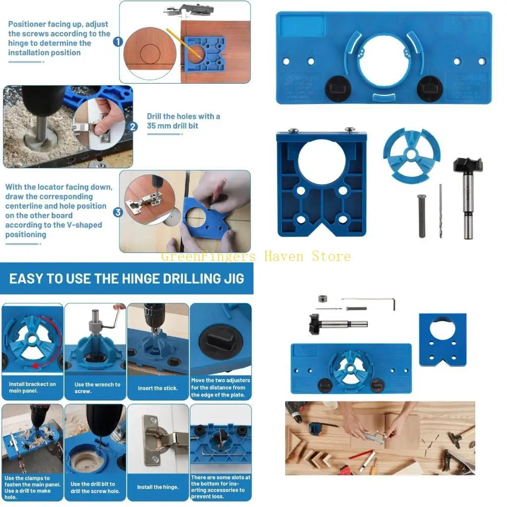 F68D Pot Hinge Template Set Hinge Drilling Template with Hole Spacing 46/48/52mm