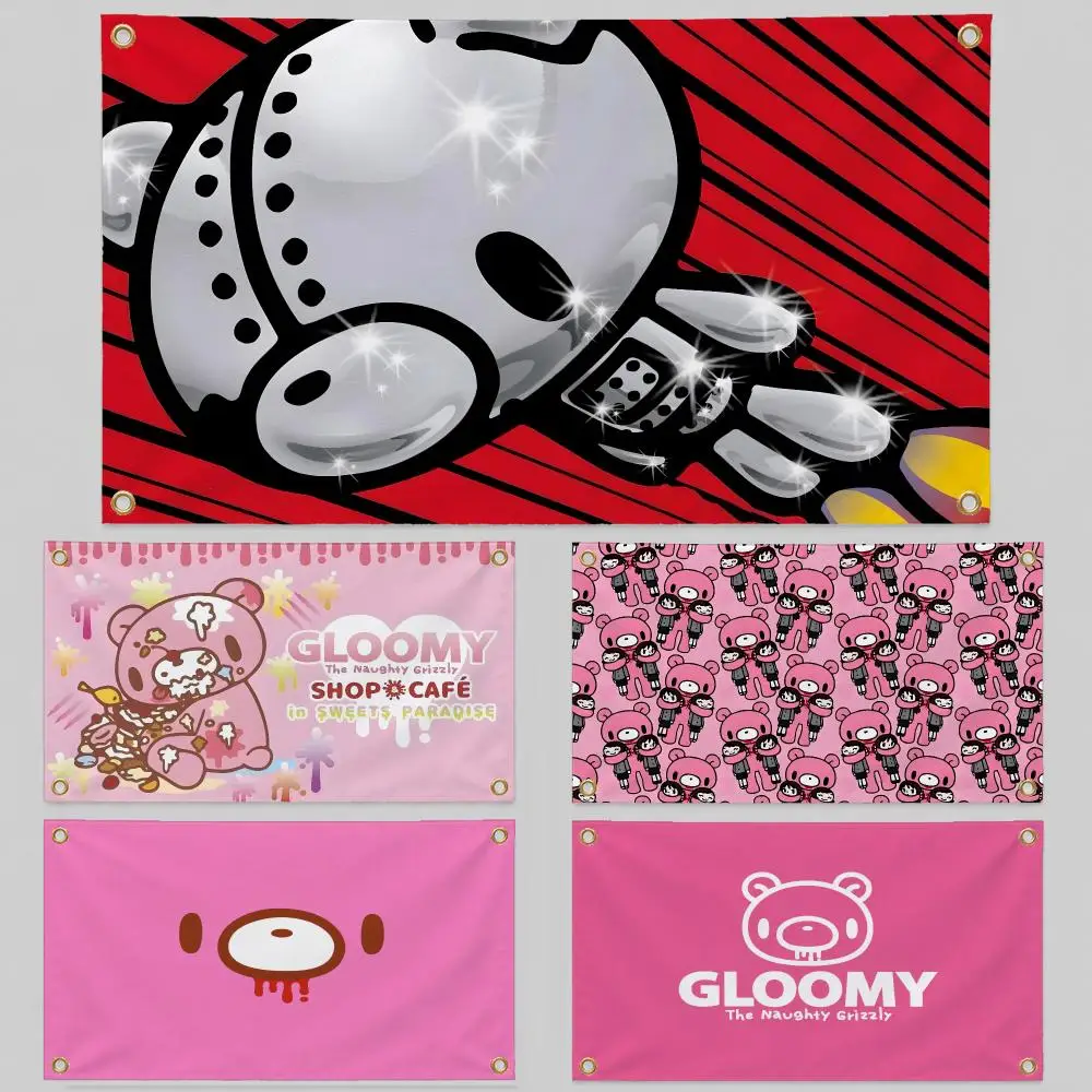 Mascot Gloomy Bear Pity Retro Flags Wall Hanging Background Flag Wall Decor Banners for Outdoor Bedroom Dorm Room Decor