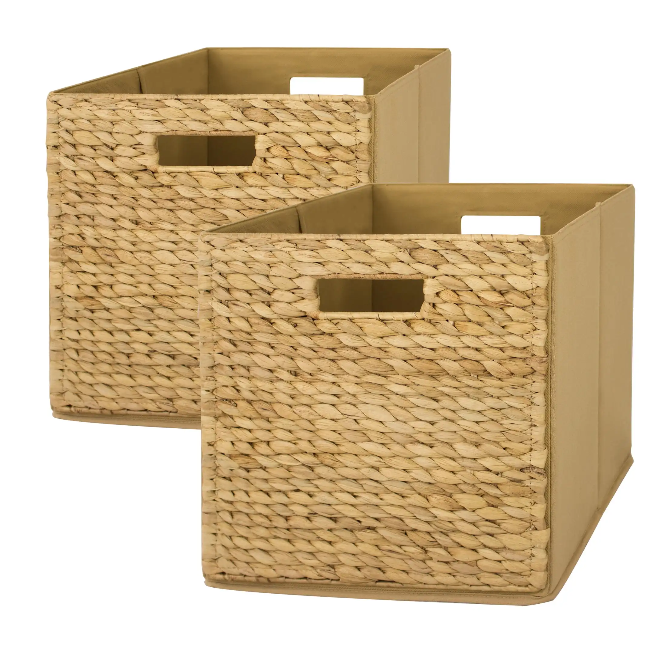 

Fabric Cube Storage Bins (12.75" x 12.75"), 2 Pack, Water Hyacinth