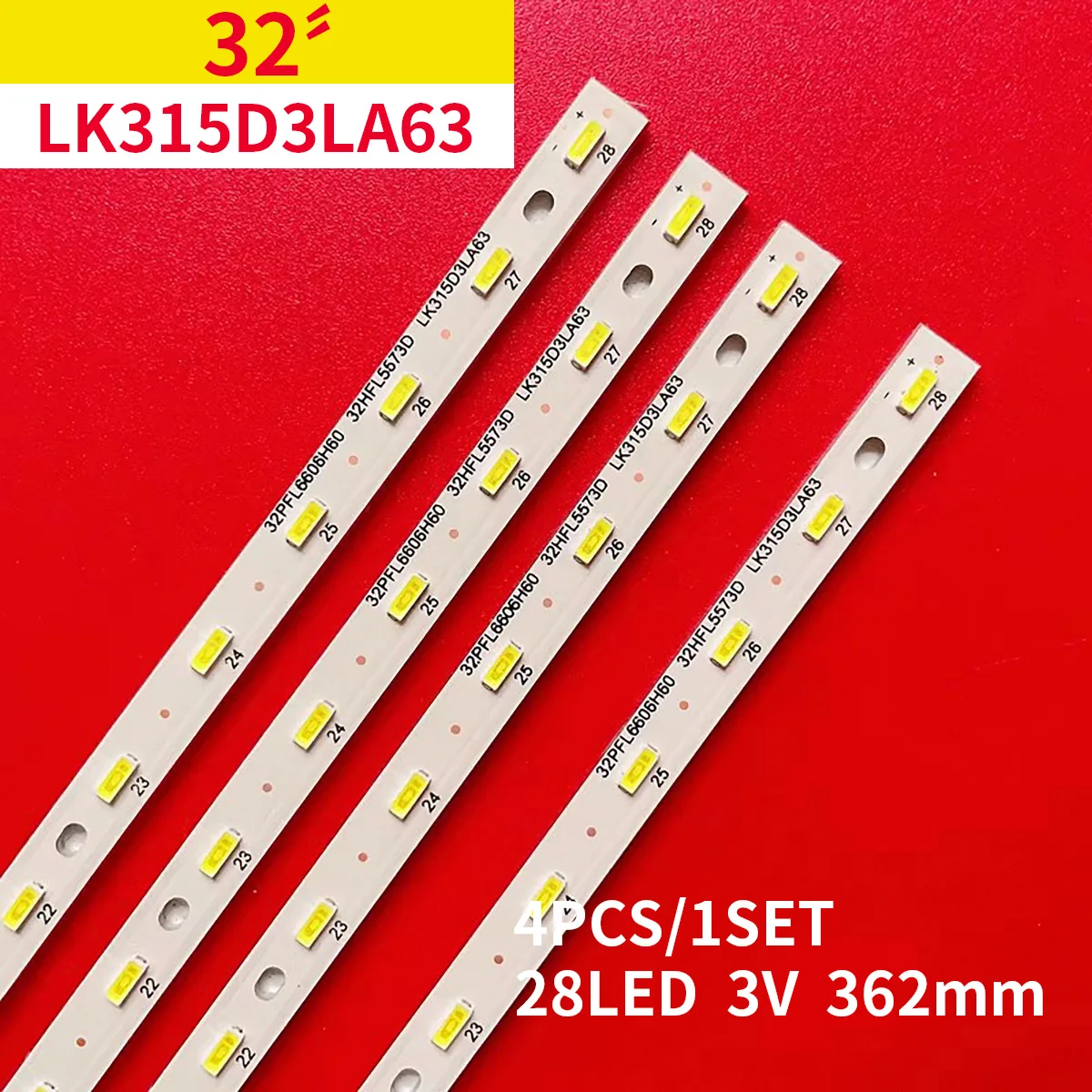 28LED 360mm LED backlight For E129741 32PFL6606H/60 32HFL5573D GT0326-1 GT0326-2 GT0326-4 Sharp screen LK315D3LA63