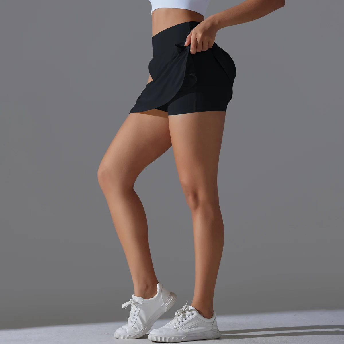 Outdoor Sport Yoga Rock Badminton Tennis Rock Hohe Taille Atmungsaktive Schweiß Rock Aktive Athletische Yoga Fitness Rock Kurz – Detail 17