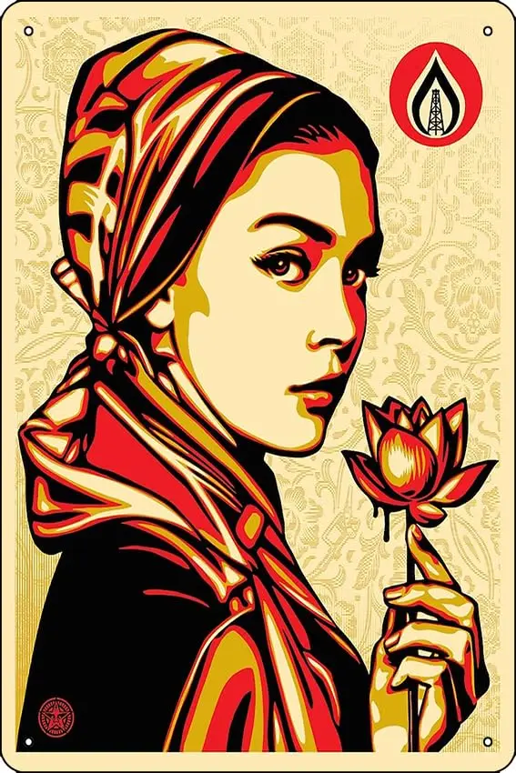 Shepard Fairey Natural Springs Poster Funny Metal Tin Sign for Home Kitchen Bar Room Garage Decor