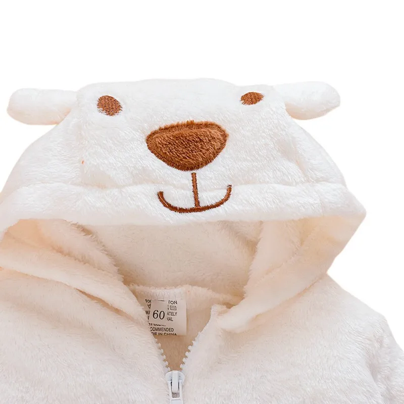 Newborn Baby Clothes Bear Baby Girl Boy Rompers Hooded Plush Jumpsuit Winter Overalls For Kids Baby 0-12M