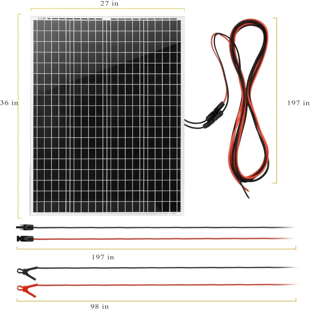 2 Pcs 100 Watt 12 Volt Monocrystalline Solar Panels Kit, with 30A 12V/24V PWM Charge Controller for Outdoor RV Boat