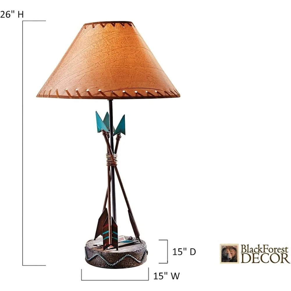 مصباح طاولة على شكل سهم جنوب غرب ريفي - 26 مصباح مكتبي بمقصورة مع لمسات فيروزية، طراز جنوب غربي
