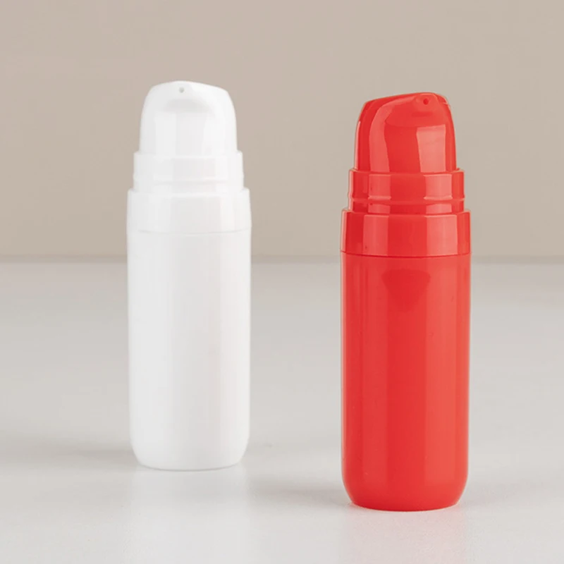 Garrafas De Loção Recarregáveis, Branco Vermelho Airless Bomba De Vácuo, Recipiente De Artigos De Higiene Pessoal, Garrafa Cosmética De Plástico Vazio, 10ml