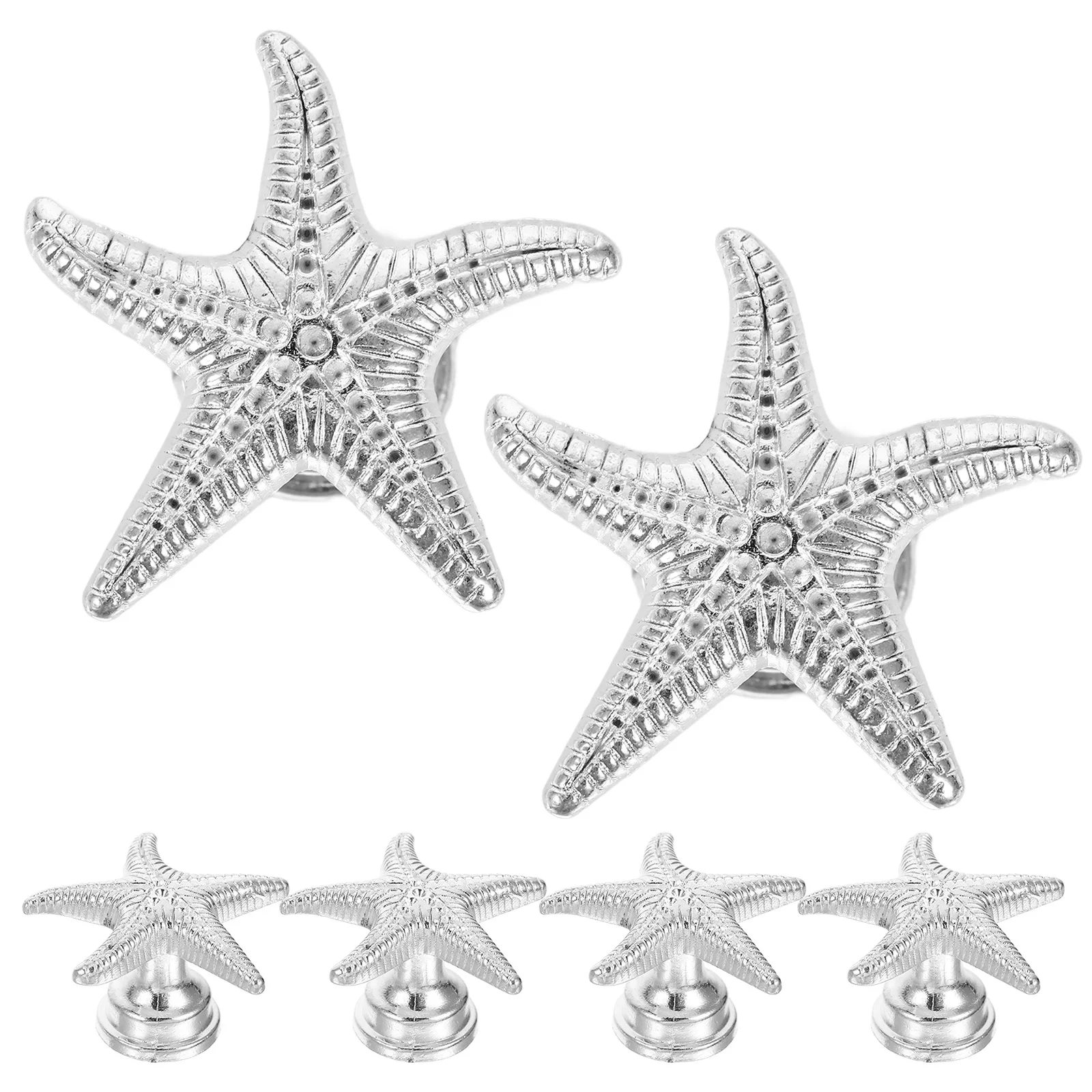 

6Pcs Zinc Alloy Cabinet Knobs Sea Star Design Modern Drawer Pulls for Kitchen Bedroom Furniture Handles Decorative Silver