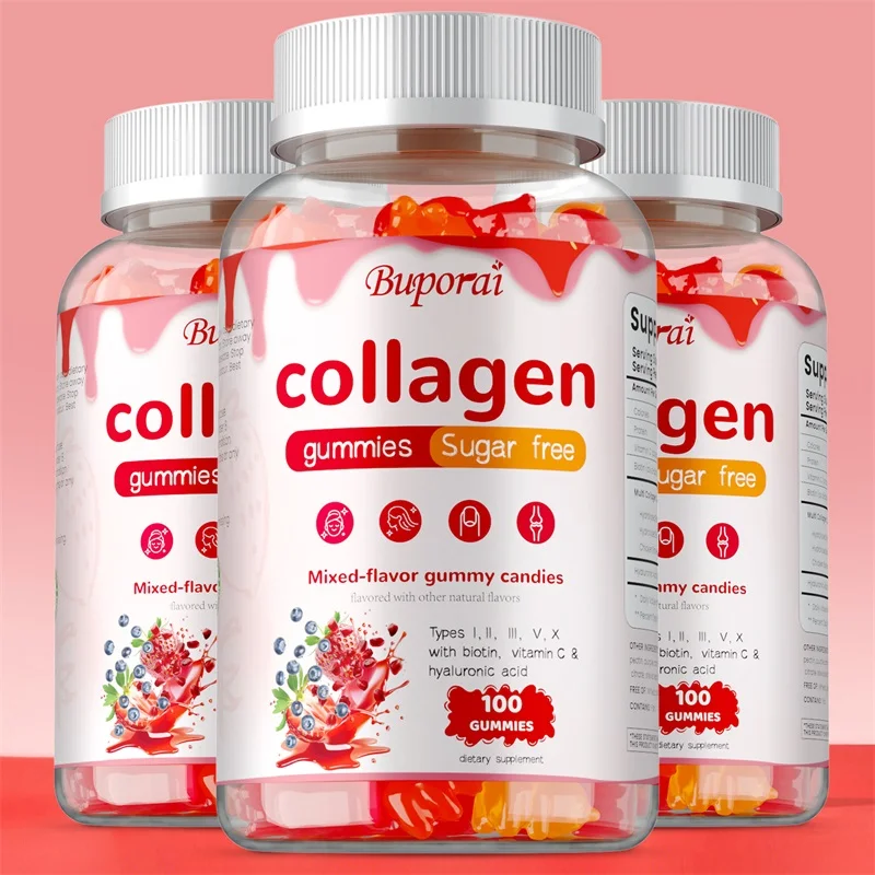 Multi Collagen Gummies - with Biotin for Hair Growth Skin Care Brighten Skin & Skin Hydrolyzed Helps Nail Bone Joint