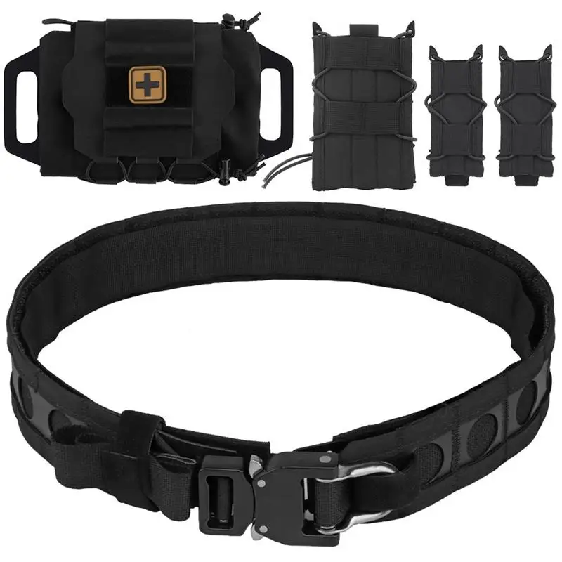 

AQzxdc Tactical Belt Ifak Pouch Magazine Pouch Set, Molle Adjustable Quickly Release Metal Quick Belt, Military Hunting Belt