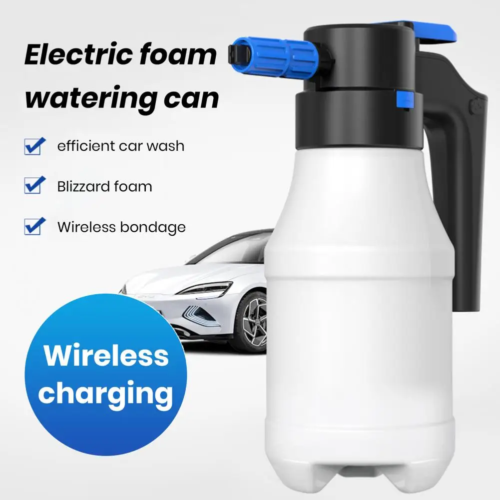 1.5L Electric Foam Sprayer High Pressure Car Wash Water Can 30min Continue Using Wide-angle Spray Nozzle Car Cleaning Foam Maker