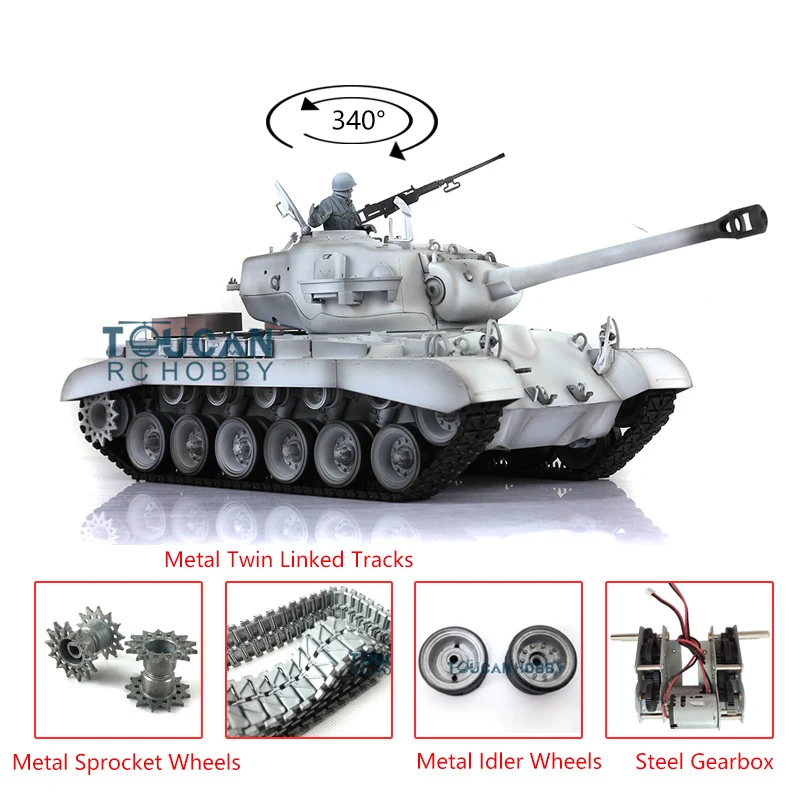 

HENG LONG 1/16 Snow 7.0 Upgraded M26 Pershing RTR RC Tank 3838 W/ 360° Turret Soldier Metal Gearbox BB Pellets Toys Kids TH17316