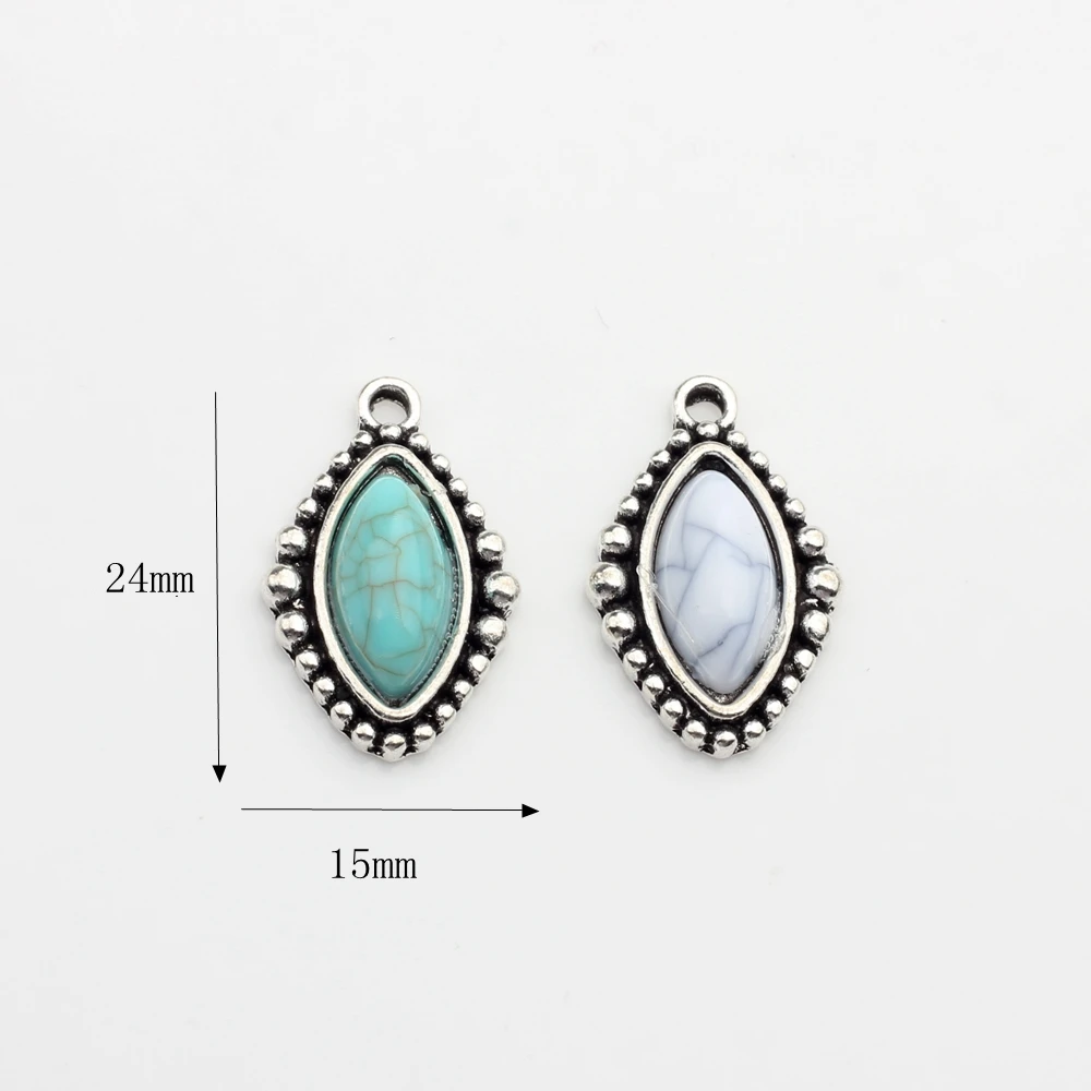 Zinc Alloy  Retro Resin Beads Water Drop Oval Shape Charms Pendants 10pcs/lot 24mm For DIY Necklaces Jewelry Making Accessories image 6