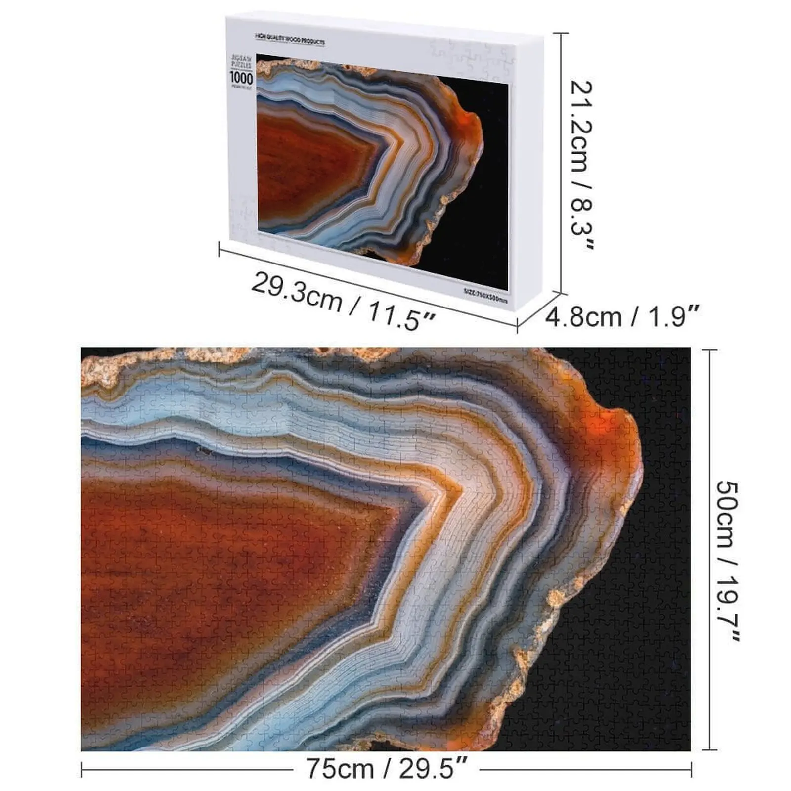 Layered agate geode 3163 Jigsaw Puzzle Wood Photo Personalized Wooden Animal Adult Wooden Puzzle