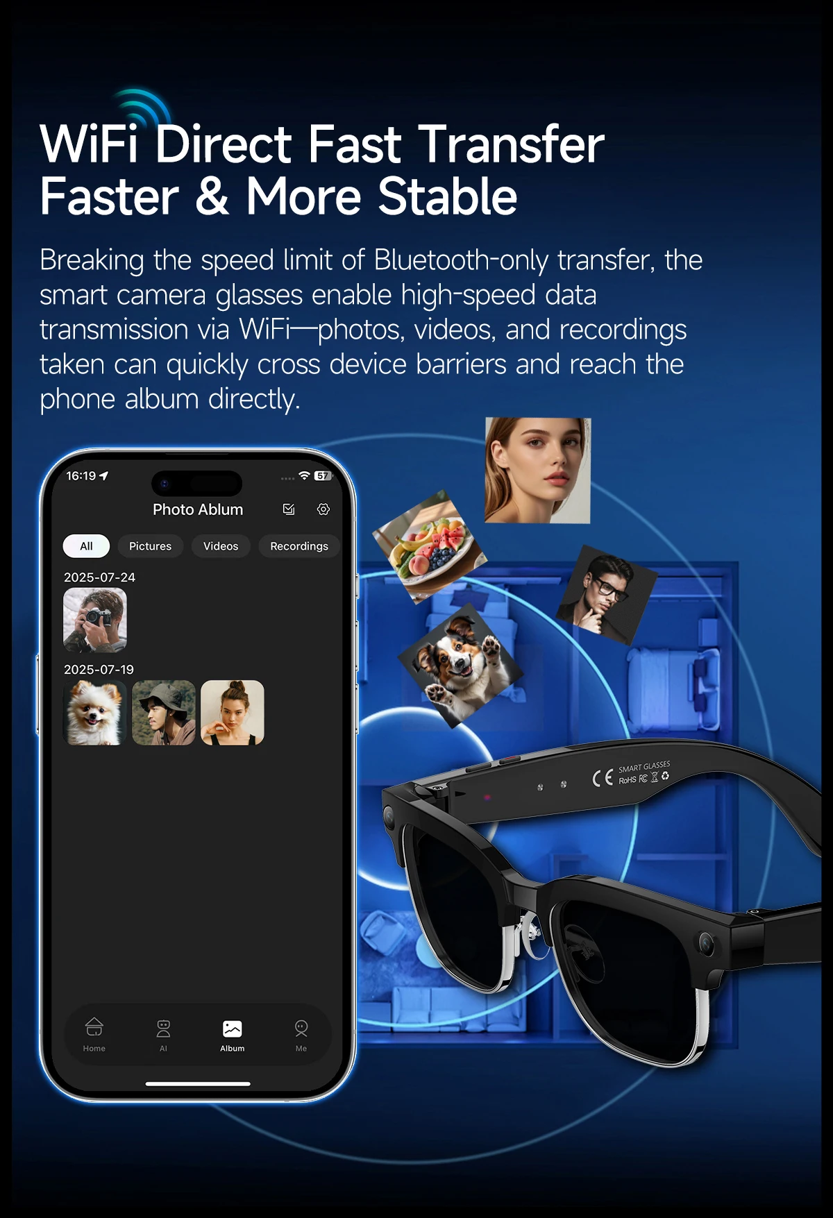 2026 Neue KI-Smart-Brille mit 120+ Sprachübersetzung, 800W Pixel Kamera, Video-Musikplayer, Anruffunktion, Business 8K Farbwechsel-Brille für Herren – Detail 8