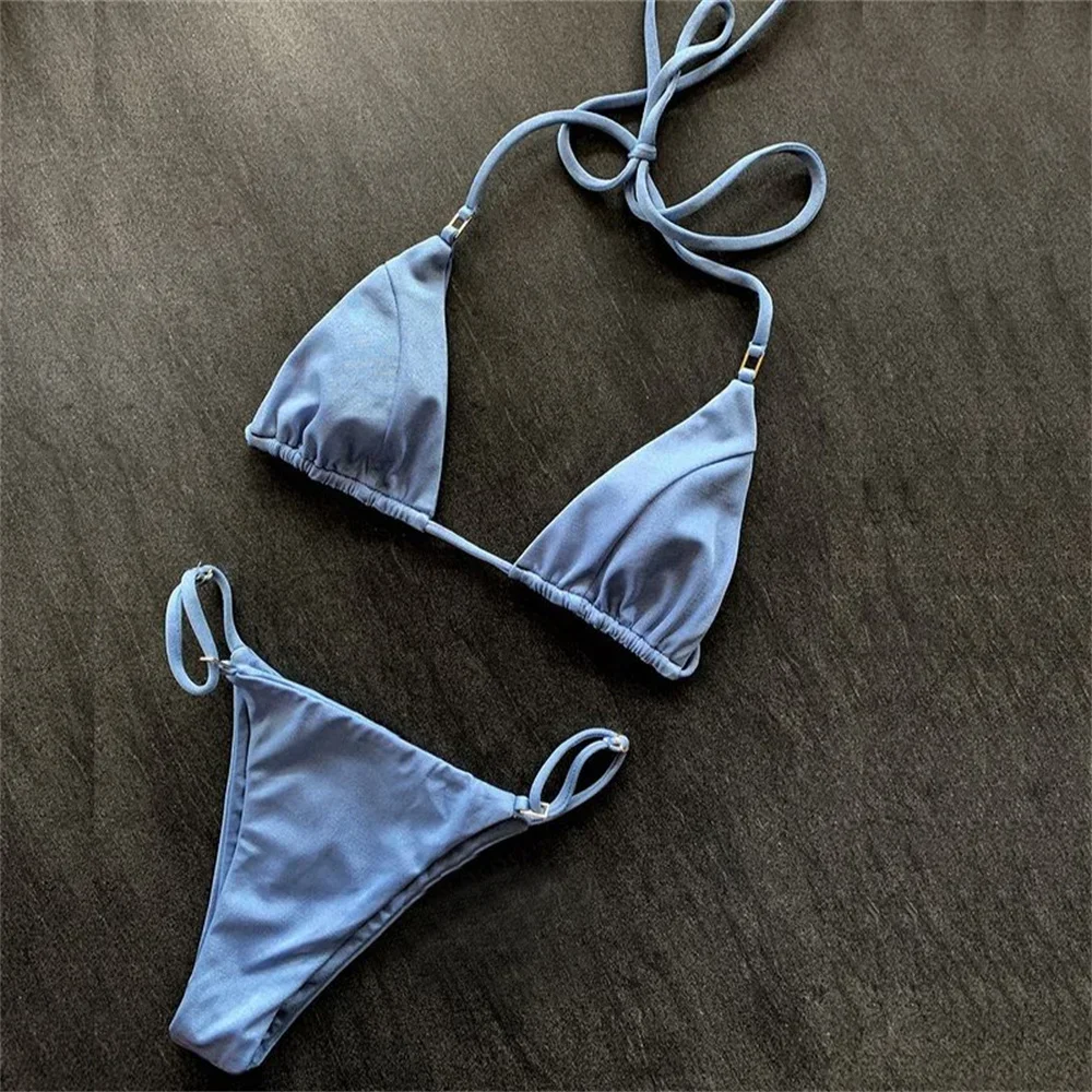 Biquíni vermelho micro corda sem costas maiô y2k halter push up banho feminino duas peças praia tangas maiô roupas de férias
