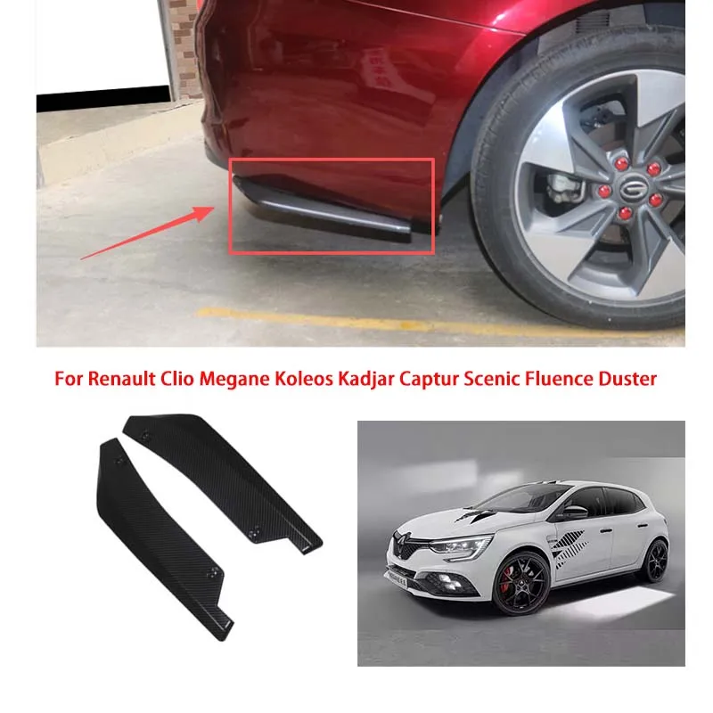 Pair For Renault Car Front Rear Bumper Lip Splitter Scratch Protector 44.5cm Winglets Side Skirt Extension